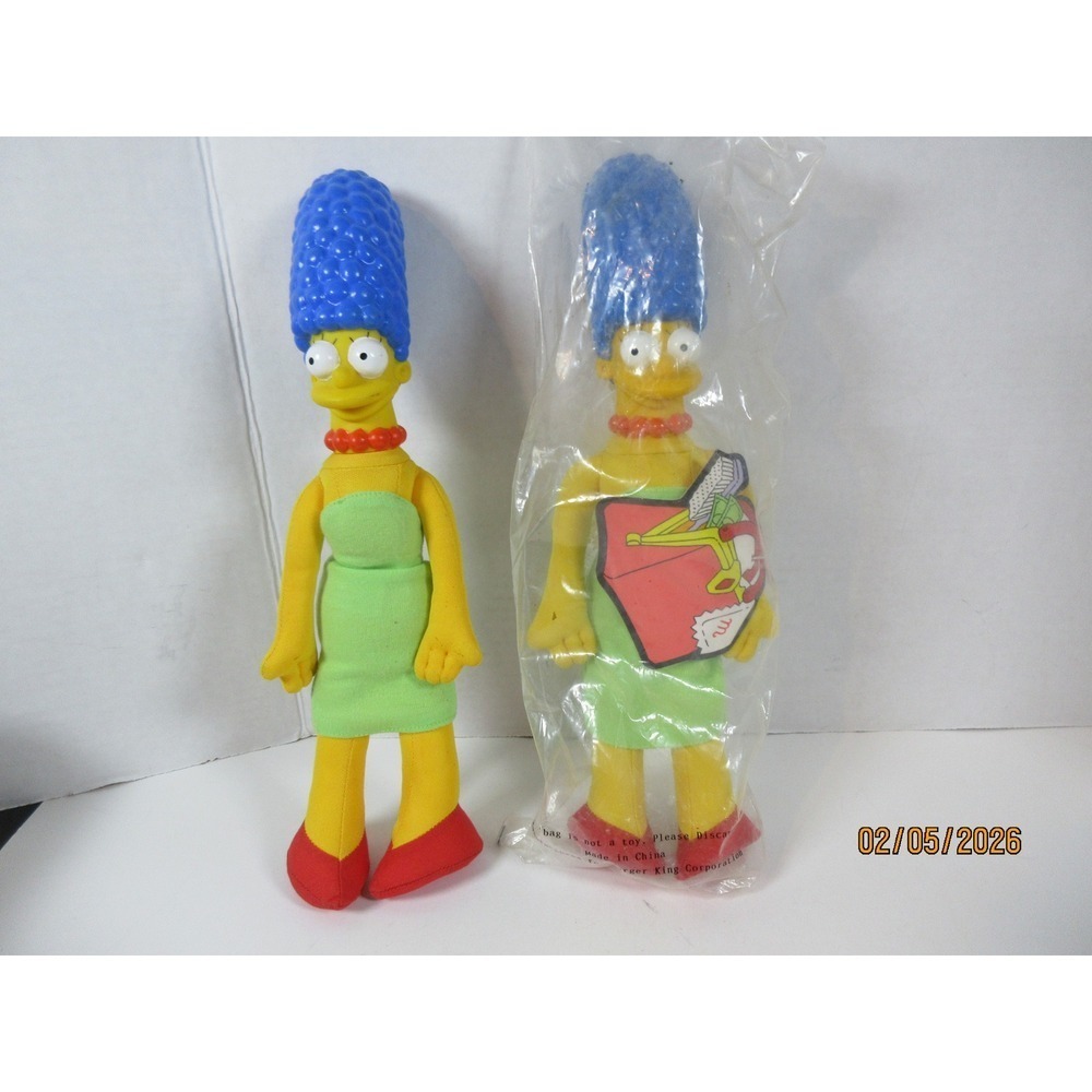Vintage 1990 Burger King Marge Simpson Plush Doll Set Lot of 2 One Sealed